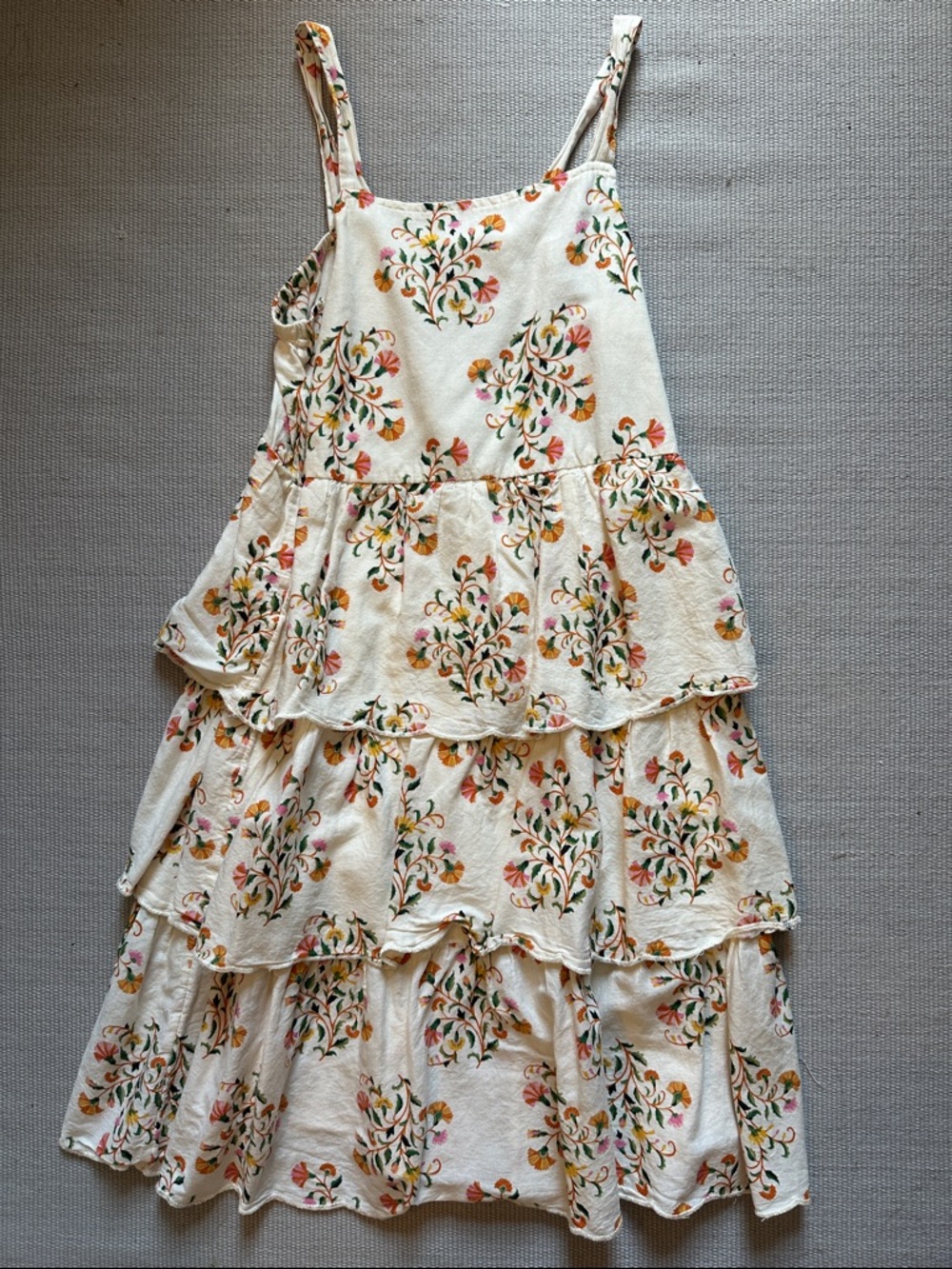 Girls' Cream Floral Tiered Sundress